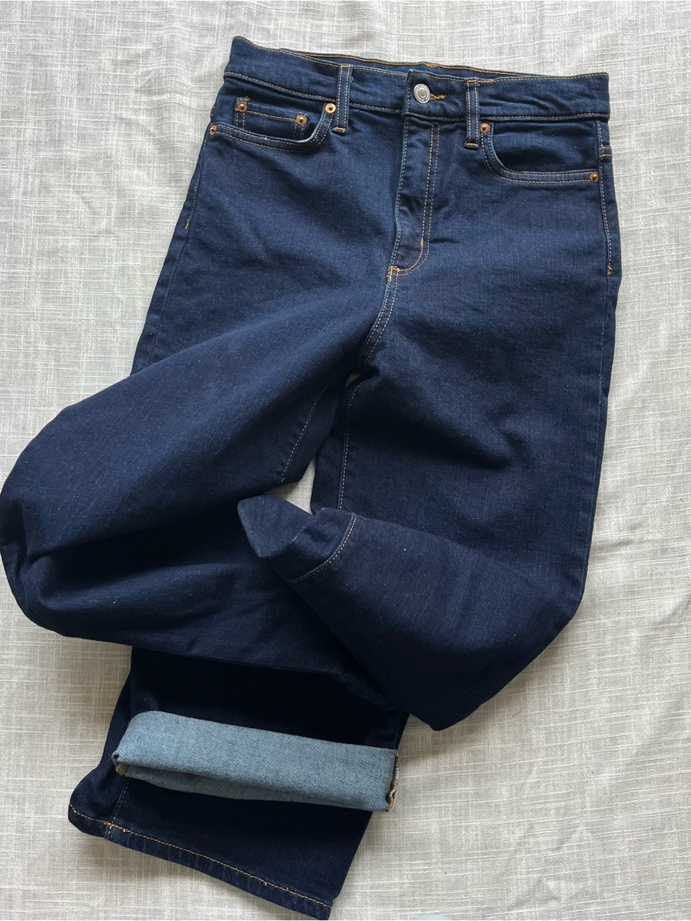 Zara High-rise Straight Leg Dark Blue Jeans